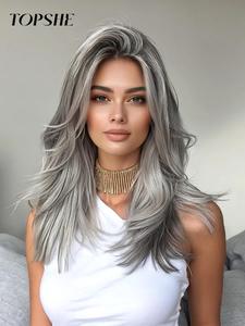 long wavy wigs for women, gorgeous fluffy wigs without bangs, synthetic lace front wigs for party, daily use