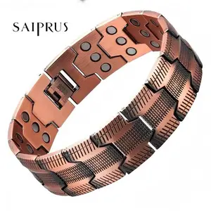 SAIPRUS  Bracelet for man - Simple Design. Adjustable pure copper magnetic bracelet with an effective magnetic force of up to 3500 gauss. - Beautifully packaged in a gift box - A stylish and modern accessory gift.pain support for seniors energy boost