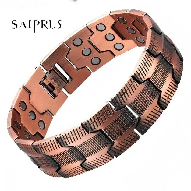 SAIPRUS Men's Pure Copper Magnetic Bracelet for Pain Relief, Minimalist Adjustable Design with 3500 Gauss Magnets, Packaged in Gift Box, Pure Copper Bracelet, Copper Bracelets & Bangles