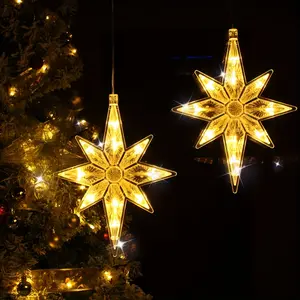 3-Piece Aurora Suction Cup String Lights, Battery Operated Christmas Decorations, Curtain Lights for Home Bedroom New Year Wedding