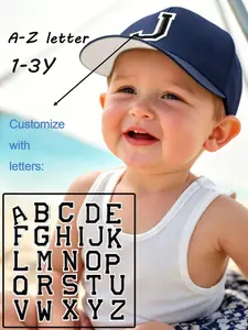 1PC 26Letter Lightweight Breathable Baseball Cap, Lightweight Design, Breathability Feature, Casual Fashion Dad Hat for Ages 1-3 Kids Hat, Customizable Hats, Perfect for Amusement Parks and Birthday Parties