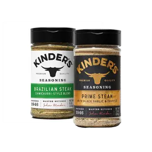 Kinder's Steakhouse Kings Duo - Brazilian Flame & Truffle Black Garlic Steak Rub - Gourmet Grilling Blend for Ribeyes Tri-Tip & Cast Iron Sears - 226 Servings per Container - Bold Flavors, Gourmet Results