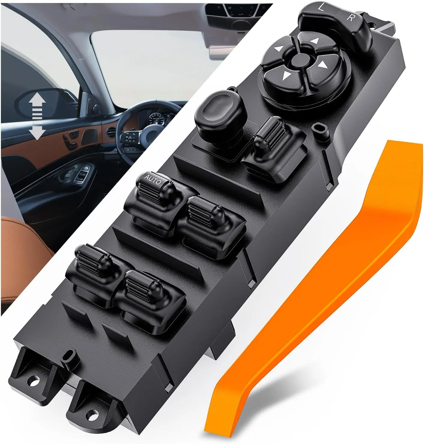 Nilight 12-Pin Master Power Window Switch - Front Left Driver Side, Waterproof ABS Plastic, OE-Like Design, Plug-and-Play Vehicle Replacement, Compatible with 1997-2001 Jeep Cherokee, W/1 Removal Tool & 1 User Manual