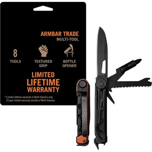 8-in-1 Pocket Knife EDC Multitool with Blade, Pry Bar, and Hammer for Camping, Burnt Orange