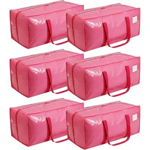 6 Pack Extra Heavy Duty Large Moving Bags with Comfortable Handle &  Zipper,Storage Totes for Space Saving Moving Storage College Supplies Alternative to Moving Box,