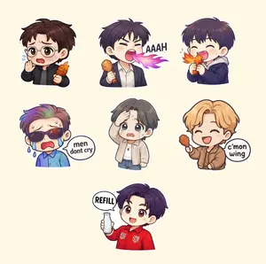 Come on Wing Sticker, Kpop Spicy Challenge Sticker Pack, Idol Reaction Meme Set, Cute Crying & Hot Wings Chibi Stickers, Gift For Fan