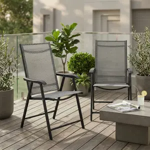 Set of 2 Outdoor Patio Chairs Stackable Portable for Deck, Garden, Camping and Travel