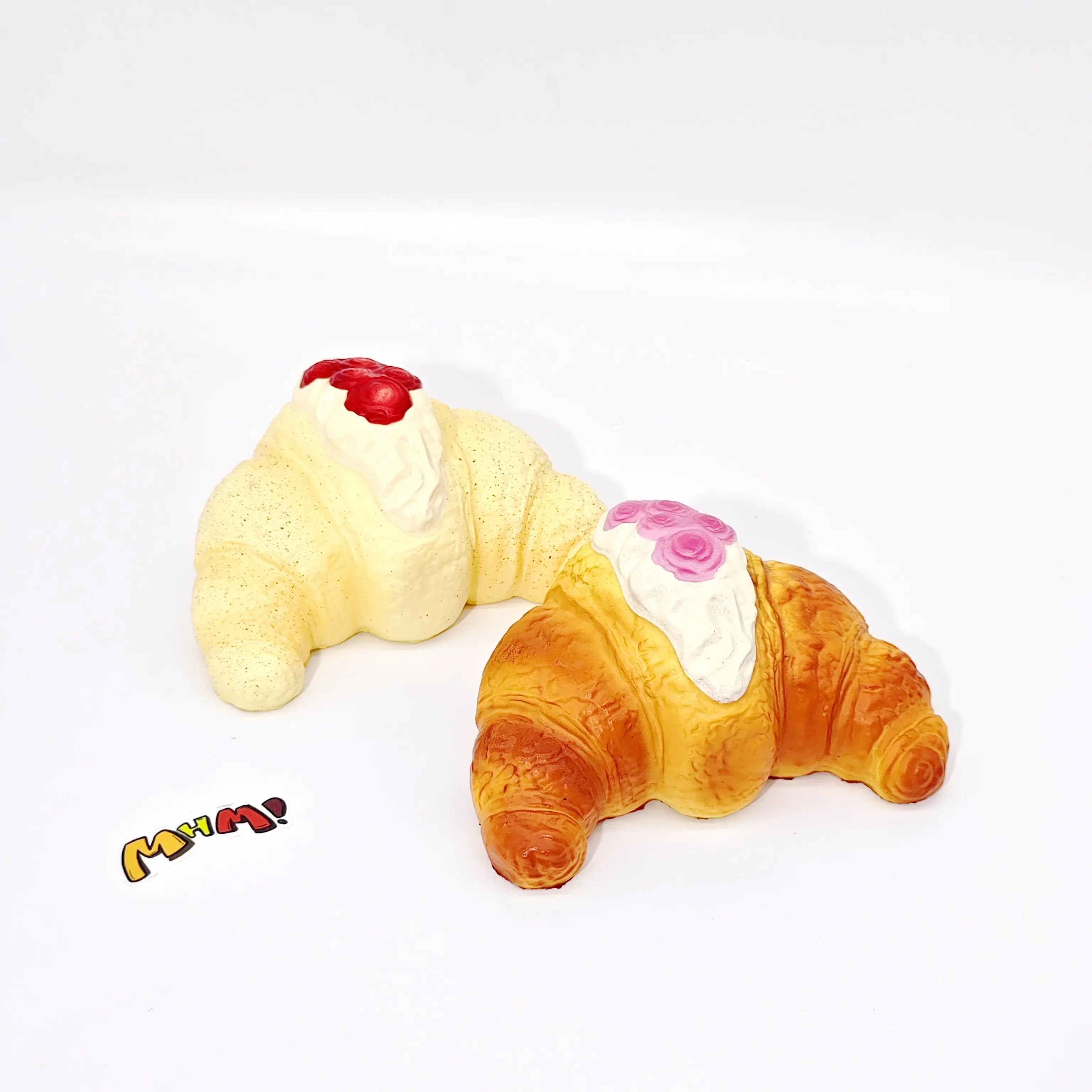 MHM Rose Croissant Slow Rising Squishy Toy, Soft Bakery Food-Themed Foam Sensory Fidget Toy, Cute Kawaii Gift