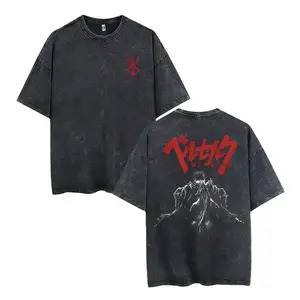 Anime Japanese Soft Vintage Oversized Graphic Tee Berserk Guts Griffith Dark Fantasy Gothic Y2K Streetwear Casual Loose Drop Shoulder Heavy Cotton Unisex Daily Wear Perfect Gift For Dad Him Anime Manga Fans Casual Outfit Apparel