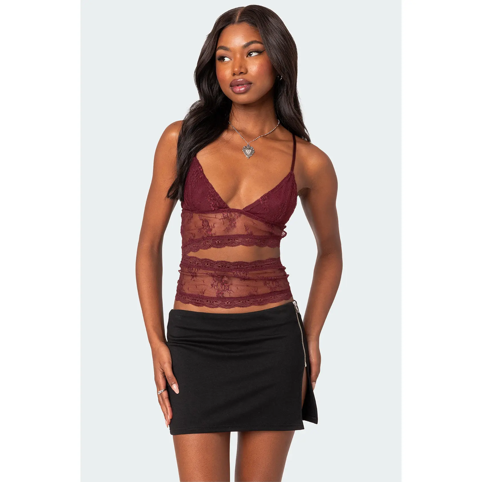 Spice Cut Out Sheer Lace Tank Top Spice Cut Out Sheer Lace Tank Top