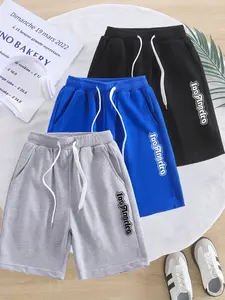 Kids' Los Angeles Graffiti Print Gym Shorts Set, Elastic Waist Drawstring Casual Sportswear, Soft Breathable Clothing