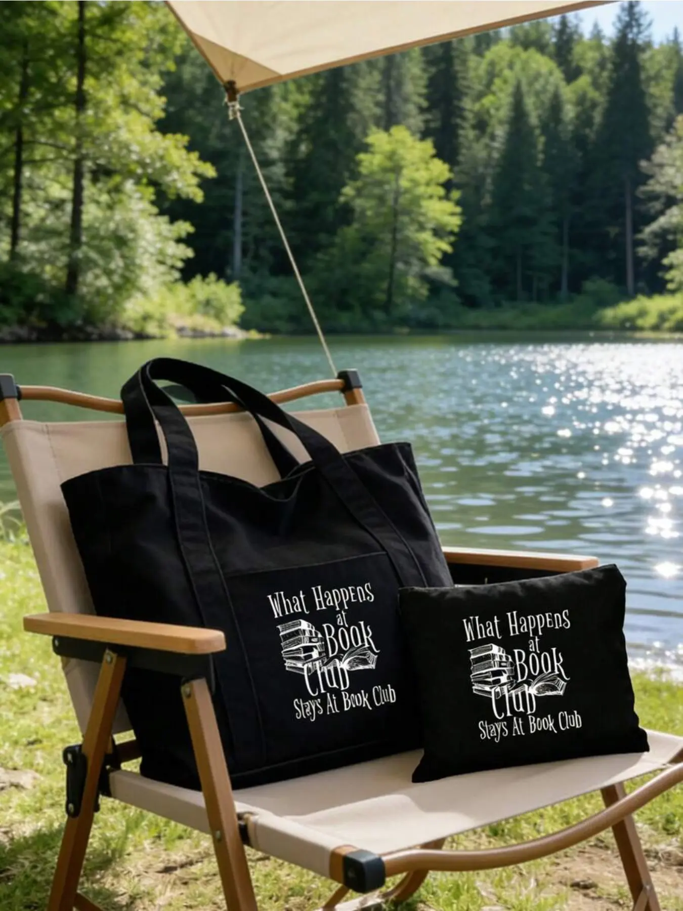 Book Club Tote Bag And Pillow Case Set, "Things Happened In The Book Club" Tote Bag With Matching Pillow Case, Literary Book Lover Gift Set For Reading And Outdoor Use, Suitable For Book Club And Daily Outings, Suitable For Ladies, Bookworms And Readers
