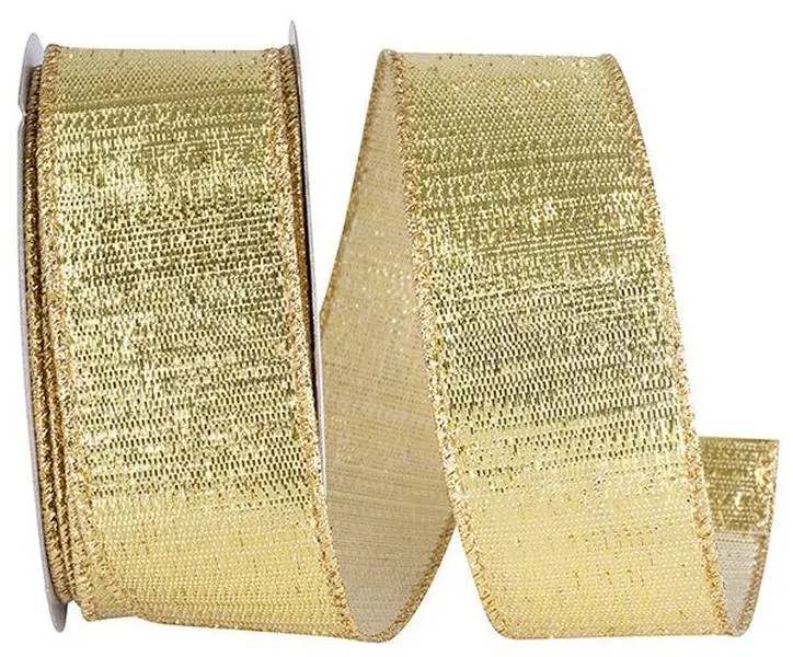 Outdoor Ribbon -- Gold Color -- Metallic Reflection Value Wire Edge -- Various Sizes