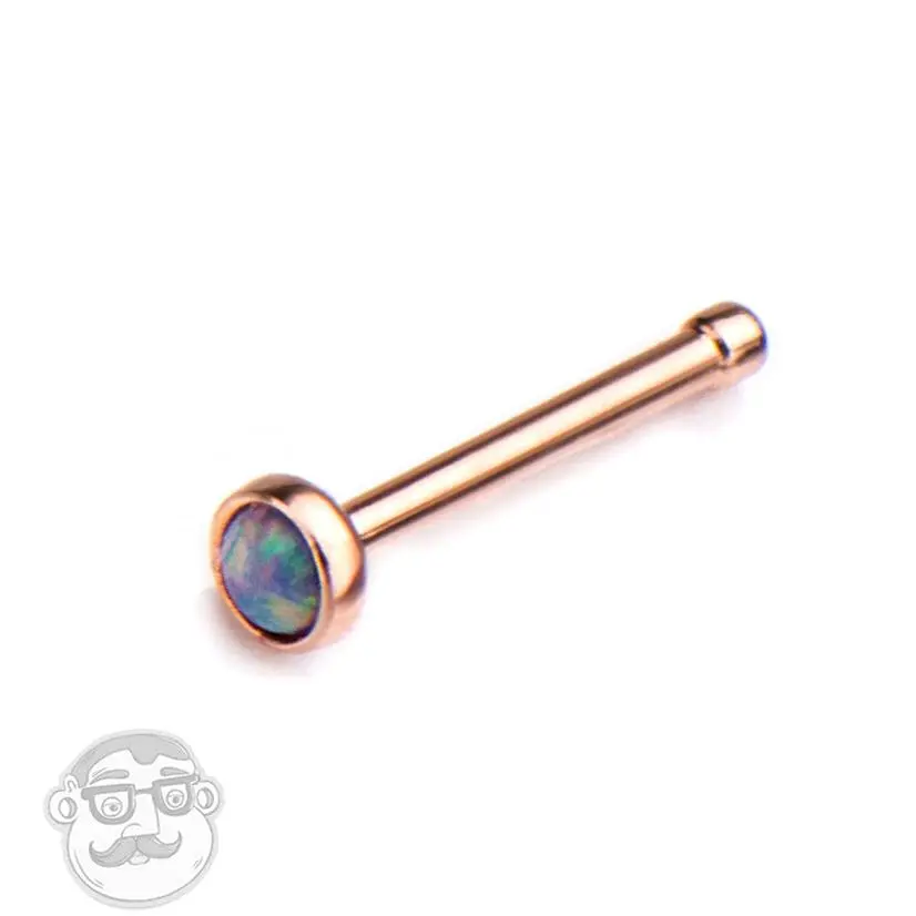 20G Purple Opalite Rose Gold PVD Nosebone