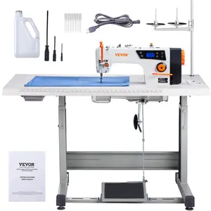 Spring new arrivals Industrial Sewing Machine, 550W Servo Motor and Table Stand, 5000s.p.m Heavy-duty Lockstitch Sewing Machine, Clear Control Panel and Electro-mechanization Intelligent Start-stop for Easy Use