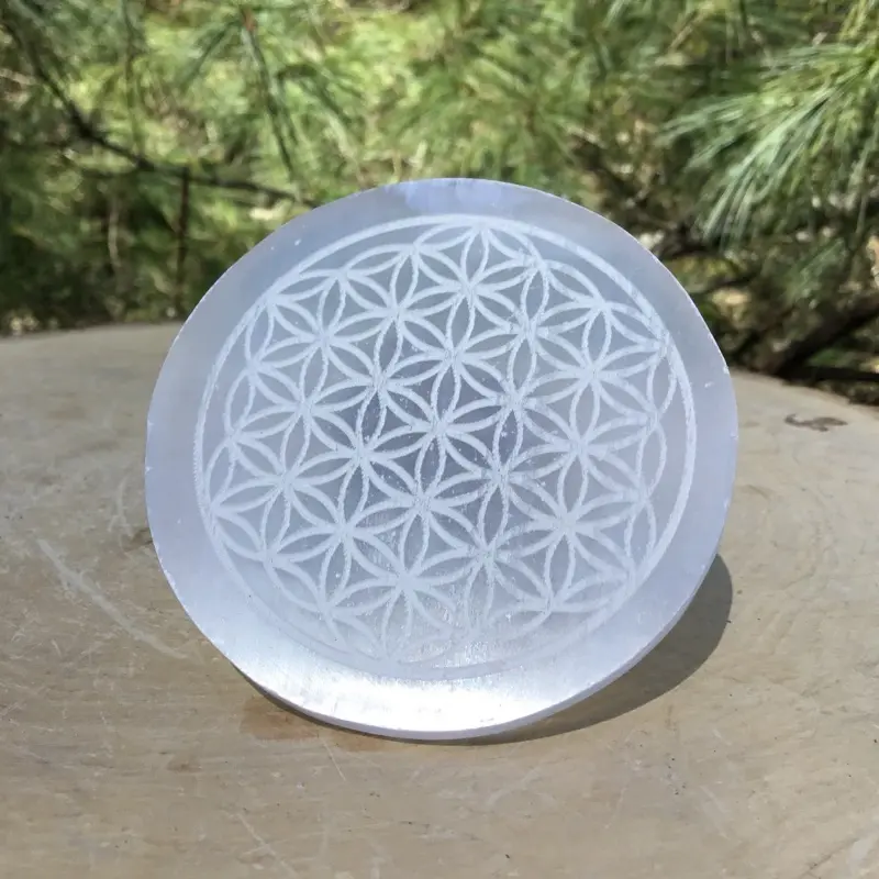 Selenite Crystal Charging Plate Flower Of Life