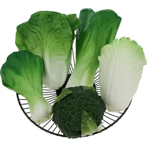 Green Artificial Vegetables Set Lifelike Lettuce Broccoli Cabbage PU Food Model Decoration for Home Kitchen Shop Cabinet Supermarket Garden DIY Garland 5pcs