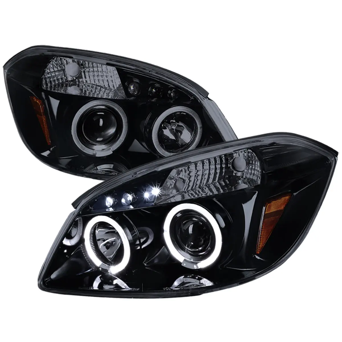 2005-2010 Cobalt G5/Pursuit Dual Halo Projector Headlights (Glossy Black Housing/Smoke Lens)