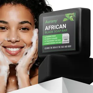 African Black Soap,Soap Bar, Handmade Bamboo Charcoal Soap, Bamboo Charcoal Extract,Skin Cleansing, Facial And Body Care Toilet Soap For Cleansing,Bathing,Exfoliation,Making The Skin Smooth, Oil Control,Nourishing,And Refreshing, Christmas Gift-100g