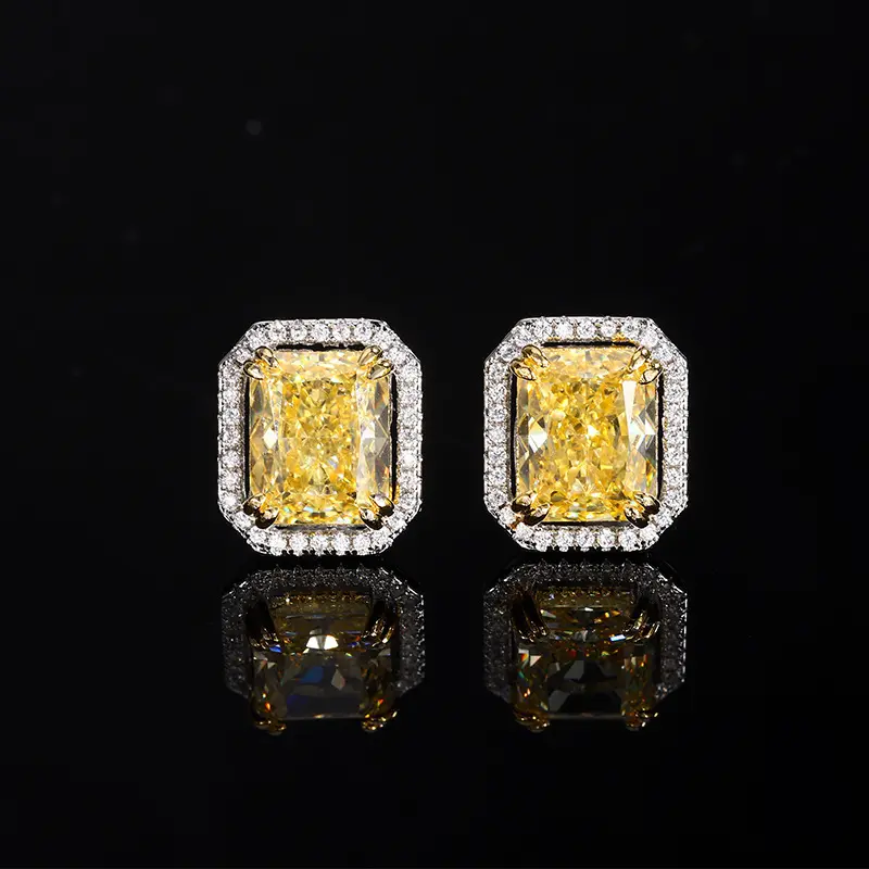 #8091---925 Sterling Silver Lab Simulation Diamond Earrings for Women, 8Ct Halo Cushion Cut 5A Cubic Zirconia Stud Earrings Hypoallergenic Perfect Jewelry Gifts-Enhance your Wealth