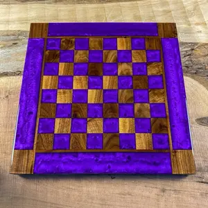 Purple Haze Black Walnut Chess Board (INCLUDES GLASS PIECES)