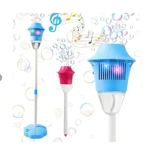 Automatic Bubble Machine with Music & Lights - Rechargeable Bubble Blaster Gun for Kids & Adults, Outdoor/Party Toys (Red/Blue, Solution Not Included)