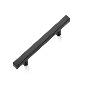 Ravinte 6'' Square Cabinet Pulls Matte Black Stainless Steel Kitchen Drawer Pulls Cabinet Handles 6”Length, 3-3/4” Hole Center