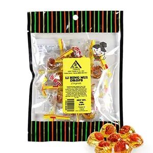 Asia Trans Golden Plum Crack Seed Drops | Hawaiian Favorite | Sweet, Sour, & Salty Dried Asian Plum Hard Candy (3.5 oz)
