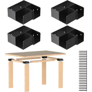 Heavy Duty Workbench Bracket Kit, 4 count 3-Way Right Angle Corner Brackets for DIY Custom Workbenches, Work Tables, Garage Shelves, Many Other Wooden Projects, Fits 1.6"x3.6"