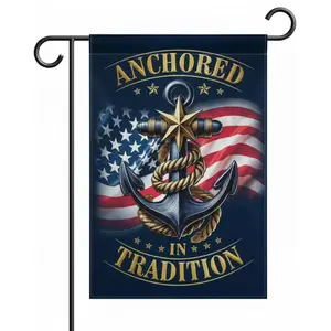 FLAGMEUP8386 Navy Veteran Garden Flag 12x18 Inch – Double Sided Patriotic Yard Flag, All-Weather Outdoor Military Decor, Gift for Veterans