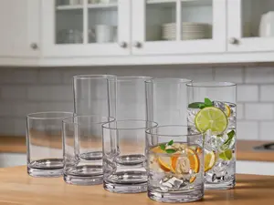 8-pack clear acrylic reusable drinking cups, including 12oz and 16oz sizes. BPA-free, dishwasher safe and durable for daily use.