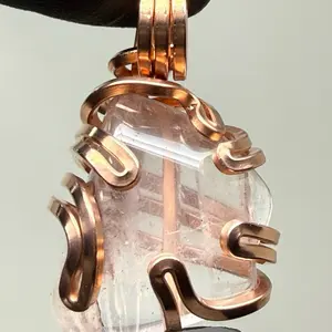 Fire Quartz Copper PENDANT Artisam Crafted Madagascar Natural Mineral Dreamwork Tranquility Motivation Anniversary Auspicious Birthday Daily Engagement Wedding