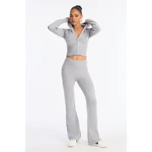 CozyCash Sweater Flare Pant - Heather Grey