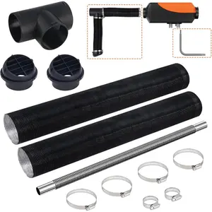 VEVOR Diesel Heater Pipe Ducting Set, 3" Extendable Air Duct Hose, 1" Stainless Steel Exhaust Pipe, 2 Air Vents, Tee Air Outlet Connector and Hose Clamps, for 2KW/5KW/8KW Diesel Parking Heaters