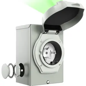 50 Amp Generator Inlet Box with Pre-Drilled 4 Big Wiring Holes, NEMA SS2-50P Power Inlet Box, 125/250 Volt, 12500 Watts with LED Power Indicator for Ourdoor Use, ETL Listed