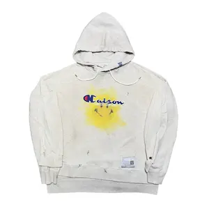 Maison Mihara Yasuhiro Smiley Face Hooded Sweatshirt Grey