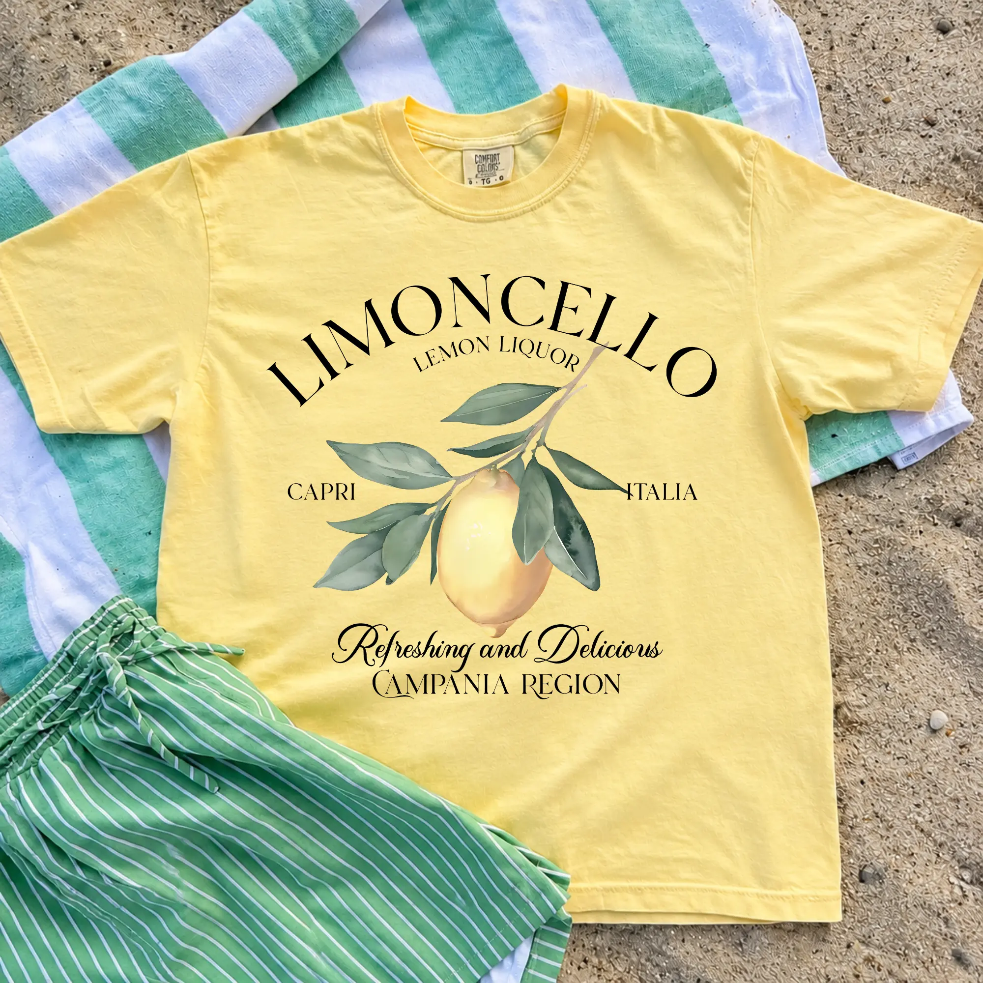 Comfort Colors Limoncello Tee, Lemon Graphic T-Shirt, Italian Summer Shirt, Citrus Fruit Lover Gift, Amalfi Coast Top,  Cotton Fabric