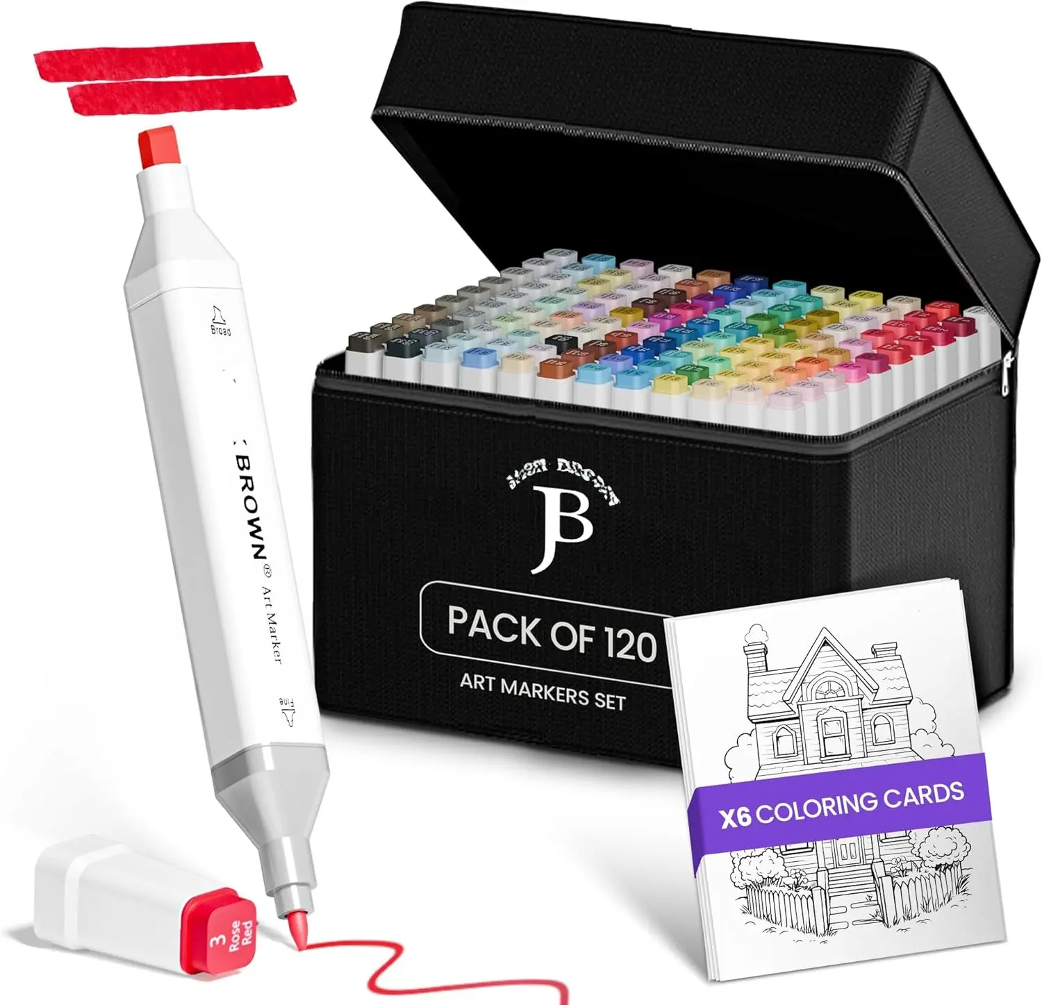 120 PCS Alcohol Markers Set with Fine & Chisel Dual Tip - Professional Art Markers for Adults & Kids, Perfect for Drawing, Sketching, Coloring & Animation - Includes Durable Marker Case