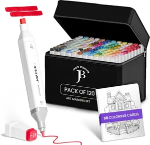 120 PCS Alcohol Markers Set with Fine & Chisel Dual Tip - Professional Art Markers for Adults & Kids, Perfect for Drawing, Sketching, Coloring & Animation - Includes Durable Marker Case