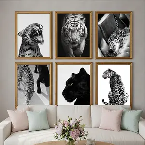 Stylish Wall Decorations Minimalist Animal Canvas Art Posters Creating A Cool And Aesthetically Pleasing Home Décor Featuring Tigers And Leopards