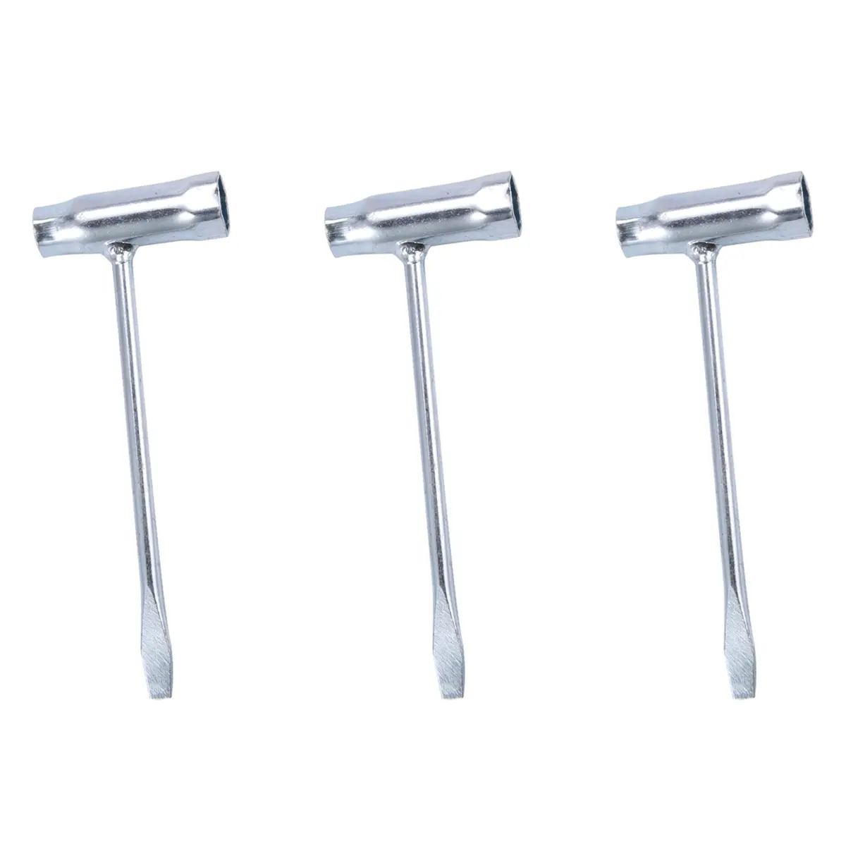 Galvanized Steel 3x Wrench Set, 3pc Chainsaw Bar Nut T-Wrench Spanner (1/2in-13x19mm, 3/4in), for STIHL Husqvarna Spark Plug Maintenance, 160mm Size