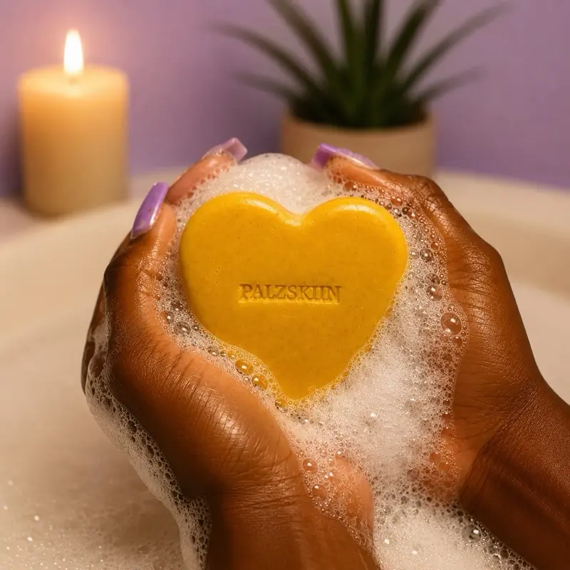 PALZSKIIN Turmeric & Maple Gentle Cleansing Soap Bar – Shea & Mango Butter Moisturizing Facial & Body Cleanser with Hyaluronic Support – 4oz