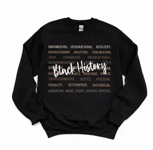 Men's Cotton Classic Long Sleeve Pullover Sweatshirt - Unisex Sport Fabric Round Neck Casual Top for Black History Month Empowerment of the African American Community