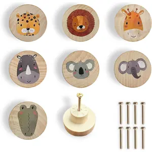 Dresser Cabinet Drawer Knobs Round  Decorative Wooden Drawer Knobs for  Cabinets (8, Log color1)