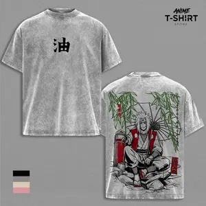 Jiraiya Vintage Washed T-Shirt, Double Sided Unisex Streetwear Tee, Anime Graphic Top Inspired By Naruto’s Legendary Sannin