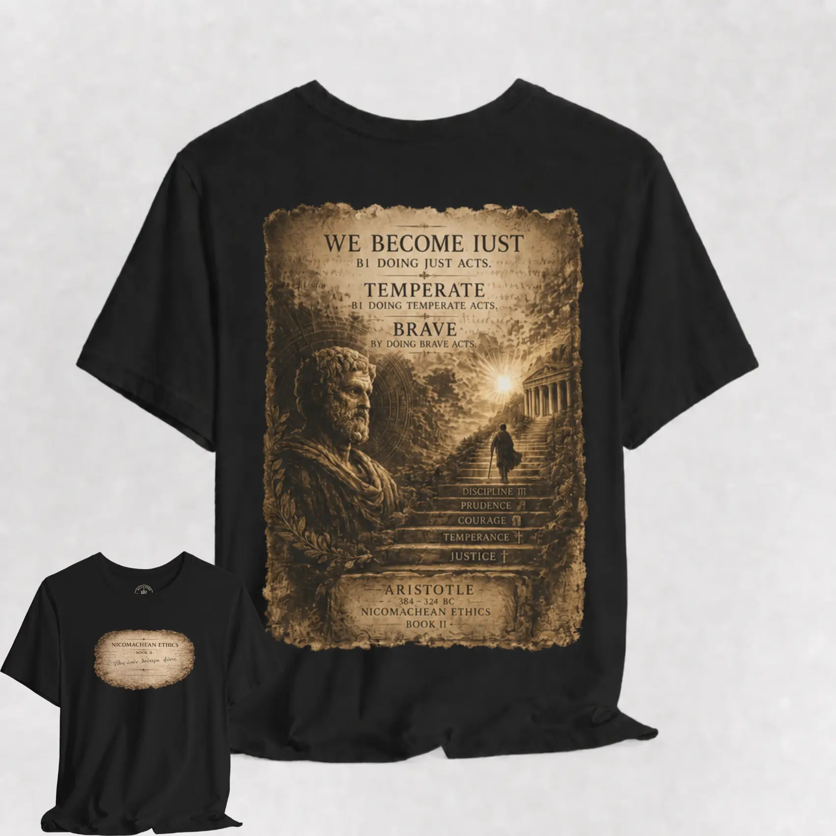 Men's Short-Sleeve Nicomachean Ethics Signature T-Shirt, Aristotle Virtue Philosophy Graphic Tee