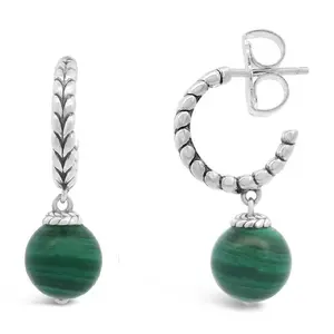 Tiffany Kay Studio Sterling Gemstone Textured Hoop Earrings