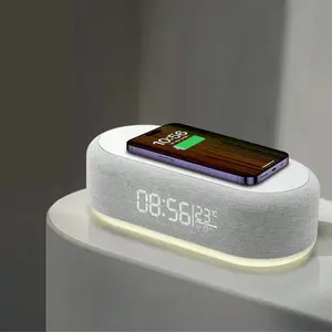 Wireless Charging Station Digital Alarm Clock For Bedroom Temperature Display 15W Fast Wireless Charger Dock With Night Light for iPhone 17/16/15/14/13/12/11/X,Samsung Series