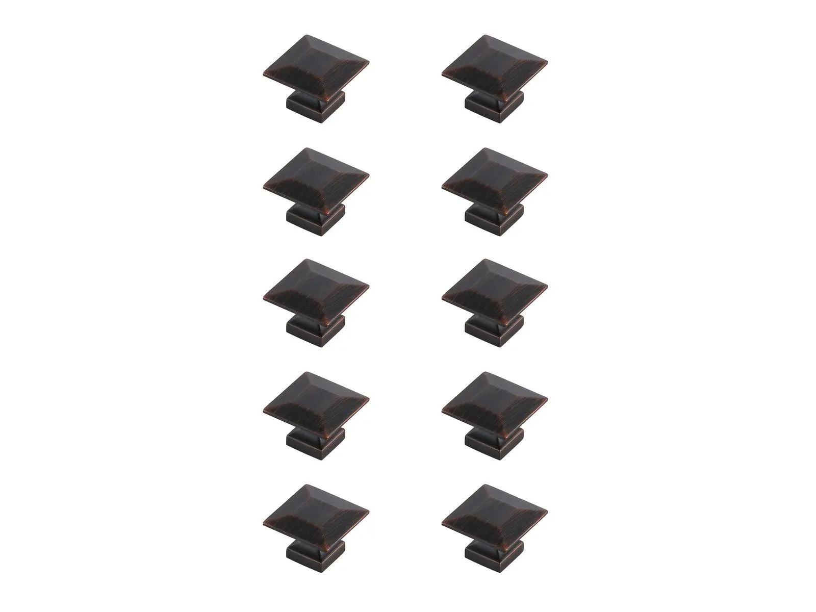 212 MAIN Cecil 1.3 in. Oil-Rubbed Bronze Square Knob (Set of 10), Indoor Use, Rust Resistant, 2 Screw Sets, Smooth Edges, Model KB2025-ORB-10PK