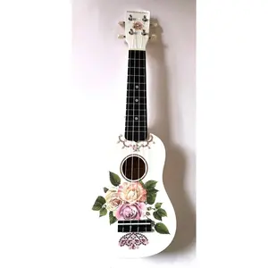 Rose Delight Ukulele | Hand Applied Design & Crystal Details
